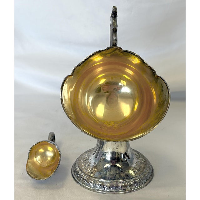 Early 20th Century Antique Victorian Style Silverplate Salt Cellar With Scoop Made in Japan For Sale - Image 5 of 12