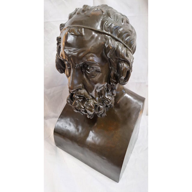 Goldenrod Large Antique Bronze Bust, 1890 For Sale - Image 8 of 10