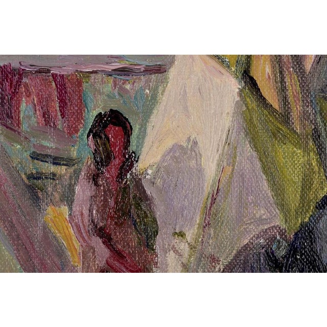 1920s John E. Carlson, View of Camp with Natives, 1927, Oil Painting For Sale - Image 5 of 10