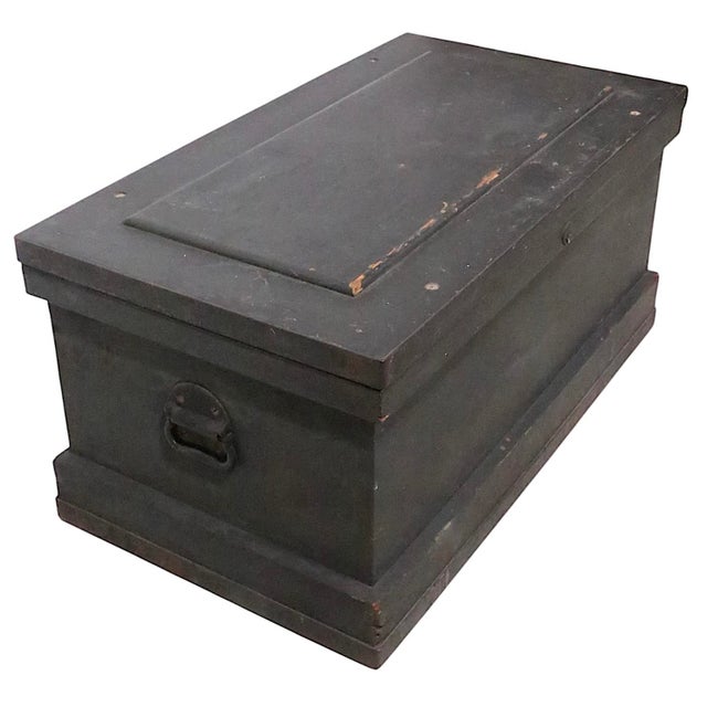 Antique Fitted Wood Carpenters Box Trunk Coffee Table For Sale - Image 12 of 18