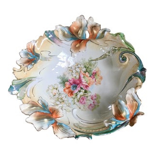 Antique Blown Mold 3d Iris Bowl For Sale