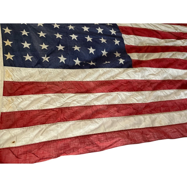 American Vintage Early 1900s 48-Star American Flag – Sewn Cotton – Pre-1959 – 56" X 33" For Sale - Image 3 of 9