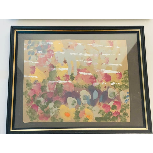 Abstract 1970s Pair of Abstract Acrylics on Paper Signed and Framed For Sale - Image 3 of 3