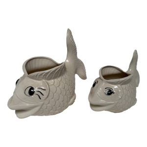 1960s Pair of Mid Century Modern Fish Planters