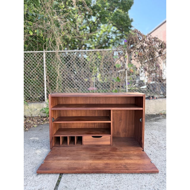 Mid-Century Danish Teak Drop-Down Secretary Desk For Sale - Image 4 of 17