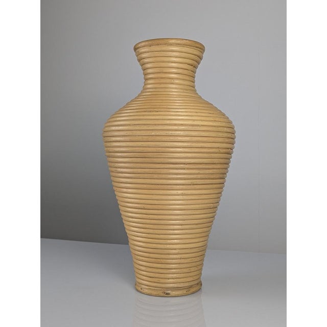 Large Mid-Century Modern Coiled Rattan Floor Vase, 1970s For Sale - Image 11 of 12