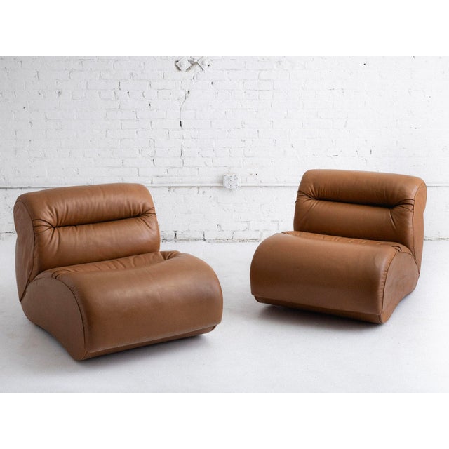 Space Age Italian Leather Lounge Chair For Sale - Image 11 of 12