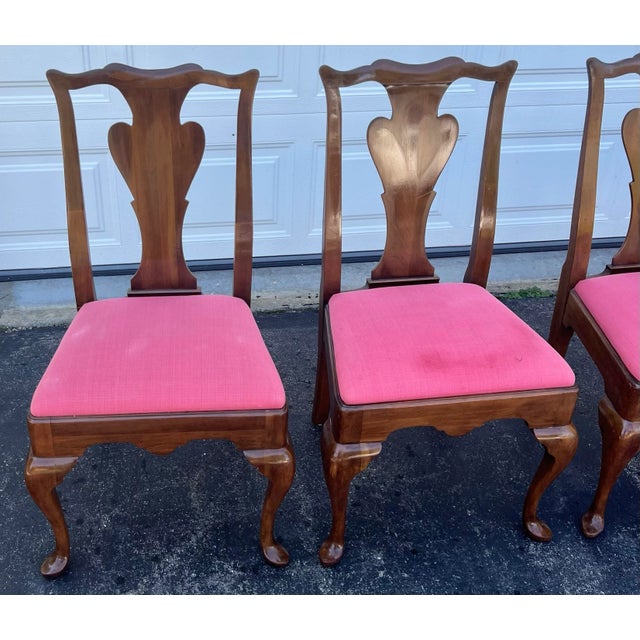 Vintage Statton Queen Anne Centennial Cherry Dining Chairs Set of 6 For Sale - Image 9 of 12