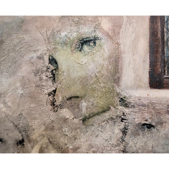 1960s Mikulas Kravjansky - I Love You - Three Faces on the Wall -1969 Oil Painting For Sale - Image 5 of 12