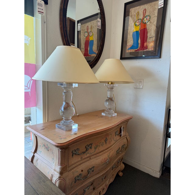 Vintage Crystal Baluster Table Lamps - a Pair For Sale - Image 9 of 13
