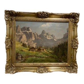 Early 20th Century Willy Weinbarth Dolomites German Late Romantic Realism Heimat Oil Painting For Sale