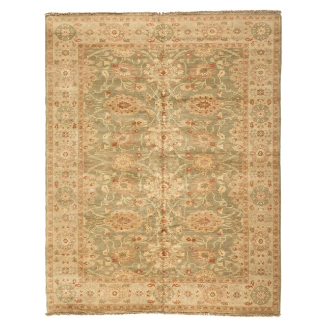 Textile Late 20th Century Floral Green Ivory Persian Style Rug For Sale - Image 7 of 7