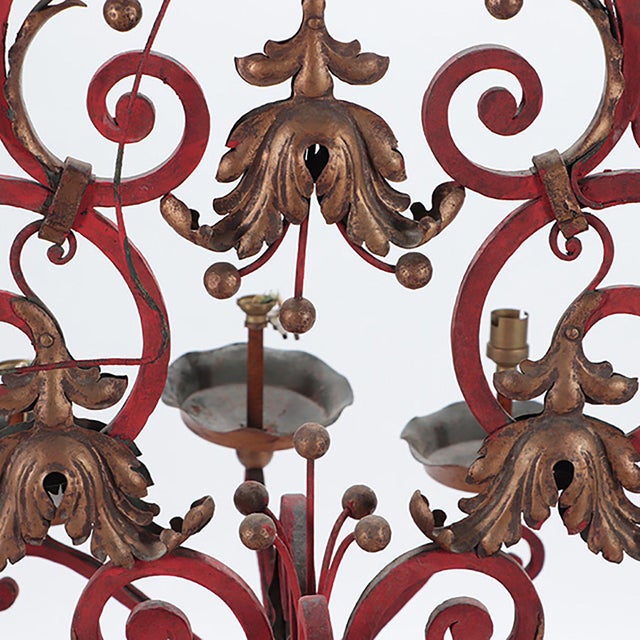 A French Painted Iron Chandelier, C 1945 For Sale - Image 4 of 6