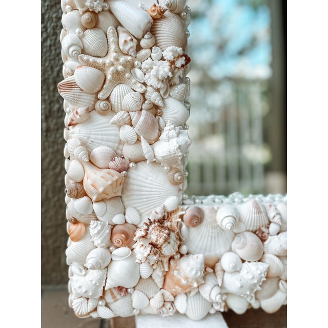 Coastal Large Seashell Mirror for Wall, Shell Mirror for Coastal Luxury Homes For Sale - Image 3 of 9