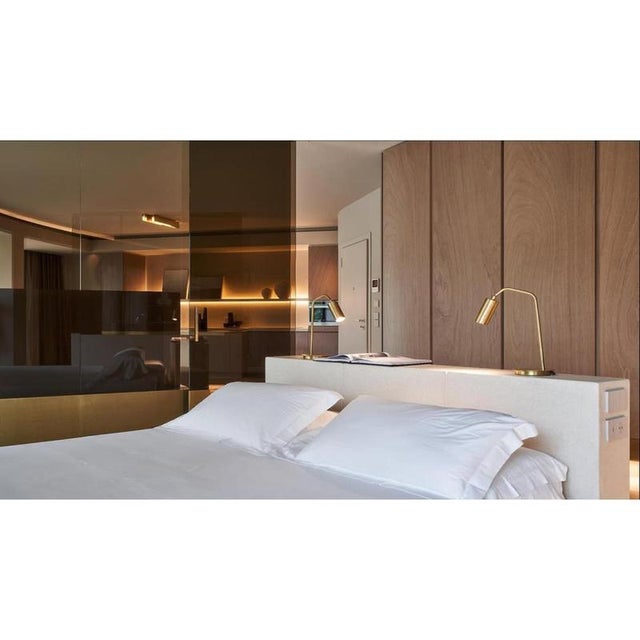 TF200 Table Lamp in Satin Brass with Black Marble Base by Daluce For Sale - Image 6 of 8