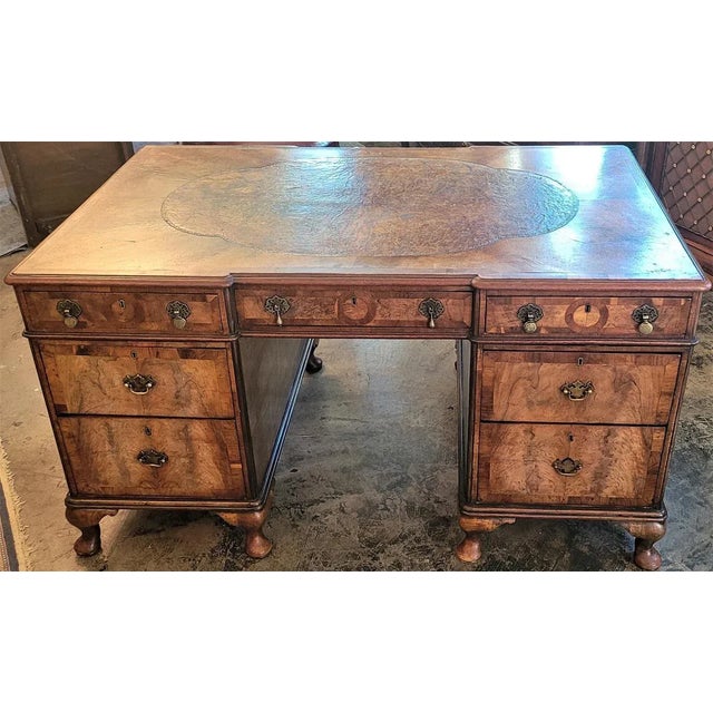 Queen Anne Style Pedestal Desk For Sale In Dallas - Image 6 of 13