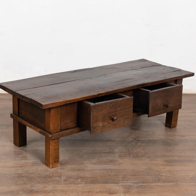 Early 19th Century French Oak Coffee Table with Two Drawers Early 19th-century French oak coffee table with deep patina...