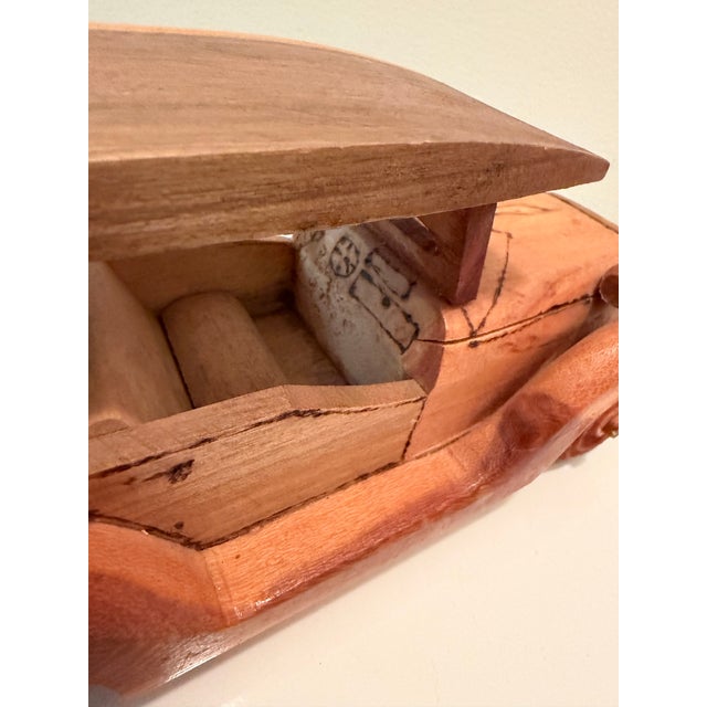 Mid 20th Century Vintage Handcrafted Wood Ford Touring Car Model Folk Art Sculpture. Ralph Lauren Bookcase Aesthetic For Sale - Image 5 of 7