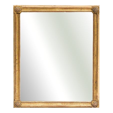 Small Louis XVI Giltwood Mirror with Floral Corners For Sale