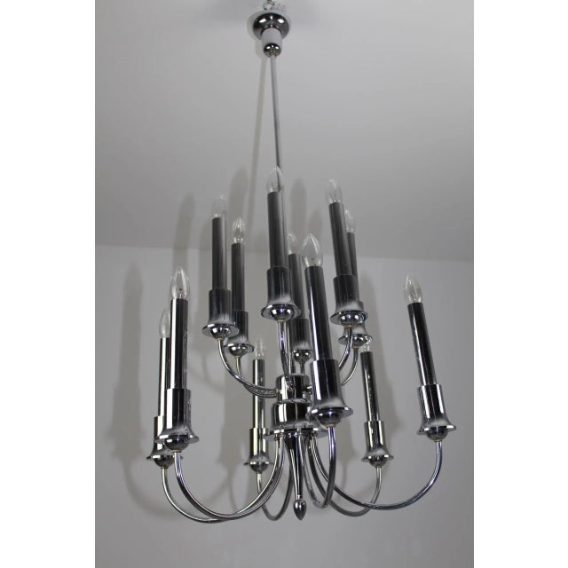Metal Chrome-Plated Chandelier, 1920s For Sale - Image 7 of 13