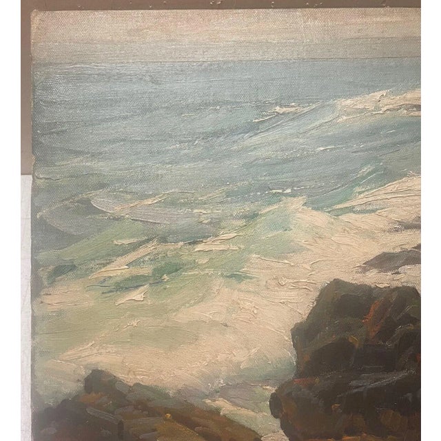 Original Gustave Cimiotti 'at Bald Hill Cliff' York Maine Seascape Oil Painting For Sale - Image 4 of 11