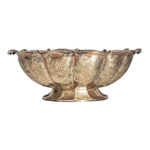 1910s Vienna Secession Patinated Silvered Metal Veined Serving Bowl/Centerpiece Designed by Dagobert Peche for Wiener Werkstätte, Austria