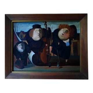Late 20th Century Surrealist Oil Painting - "The Dance Is Over" Oil Painting by Boris Ivanov For Sale