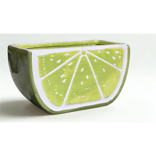 Ceramic Vintage Lime Motif Vase or Napkin Holder For Sale - Image 7 of 16