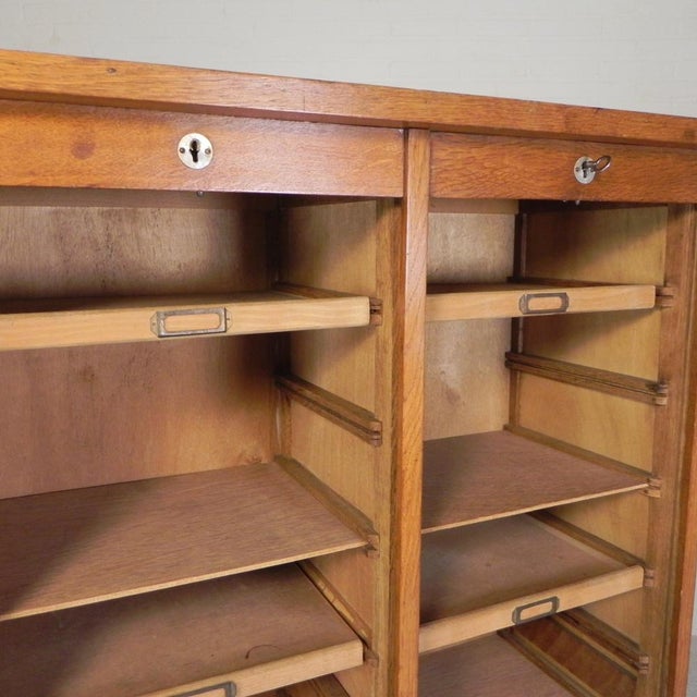 Oak Roller Shutter Box with 2 Shutters, 1930s For Sale - Image 9 of 18