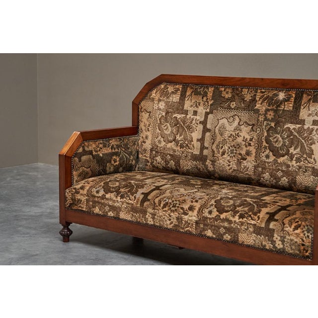 1920s Art Deco Sofa in Wood and Tapisserie, 1920s For Sale - Image 5 of 13