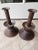 Large hog scraper form weighted bottom candlesticks with slide ejector and made of tin with soldered construction. These...