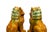 Pair Chinese Tri-Color Mustard Yellow Glaze Fengshui Lions Foo Dogs For Sale - Image 12 of 15