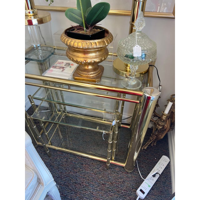 Vintage Milo Baughman Style Brass Etagere For Sale - Image 10 of 11