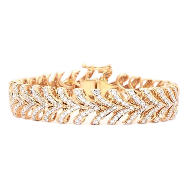 3.65 Carat Round Brilliant Cut Diamond Gold Bracelet For Sale