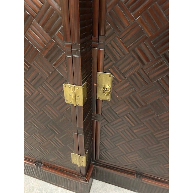 1950s Faux Bamboo Split Rattan Pagoda Cabinet For Sale - Image 9 of 12