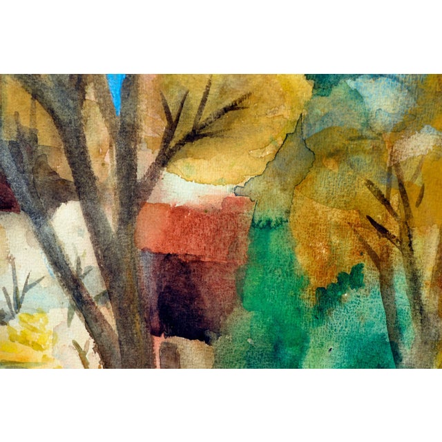 Emily Shotwell Goeller "Wood Fall Leaves" Impressionist Watercolor on Paper 1947 For Sale - Image 4 of 8