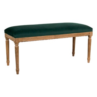 Lille Velvet Bench - Emerald Velvet with Natural Oak Frame For Sale