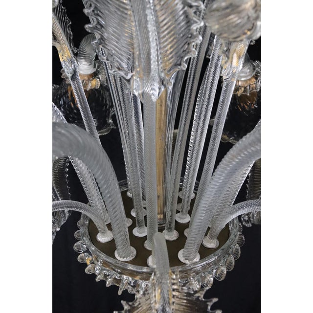 Large Vintage Clear Six Arm Murano Style Glass Chandelier For Sale - Image 12 of 12