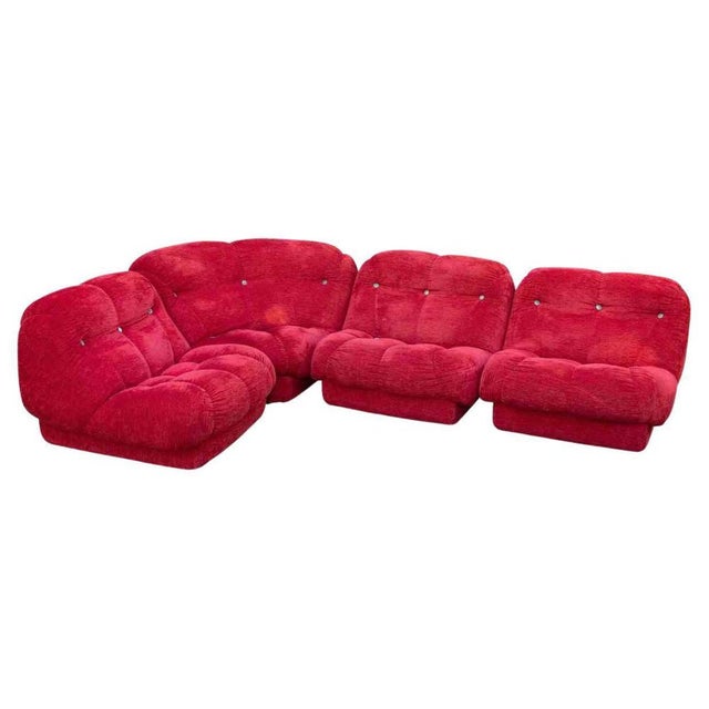 Metal Red Velvet Nuvolone Sofa by Rino Maturi, Italy, 1970s For Sale - Image 7 of 7