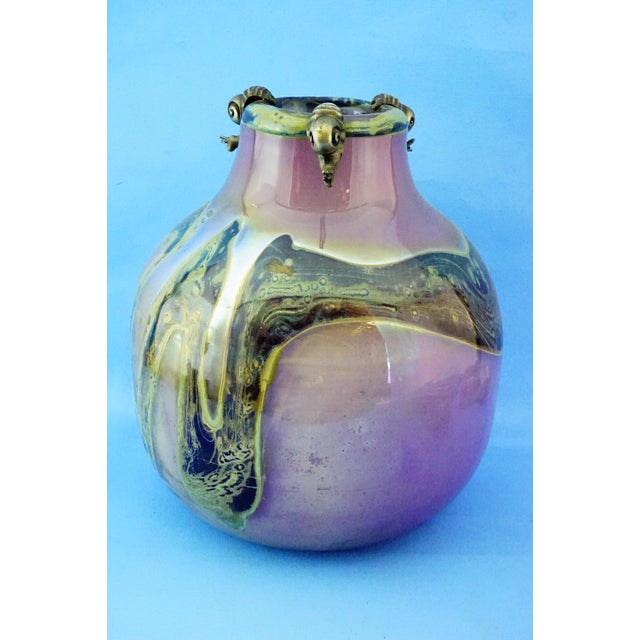 Glass 20th Century Studio Glass Vase with Silver Metal Snail by Samuel J Herman for Val Saint Lambert, 1970s For Sale - Image 7 of 18