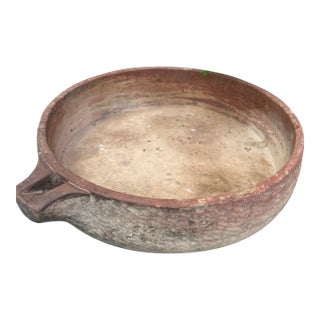 Antique 19th Century Indian Hand-Carved Red Sandstone Kundi Bowl - 16" For Sale