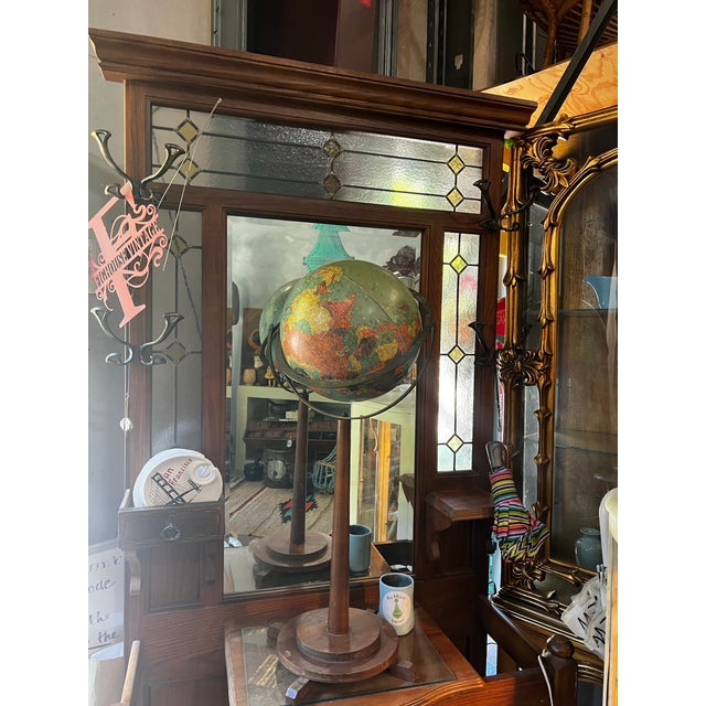 Mid-Century Modern 1970s Mid-Century Modern Wooden and Stained Glass Light Up Hall Tree For Sale - Image 3 of 12