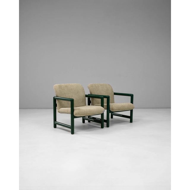 Wood 20th Century Czech Lounge Chairs With Green Tubular Frames - A Pair For Sale - Image 7 of 18