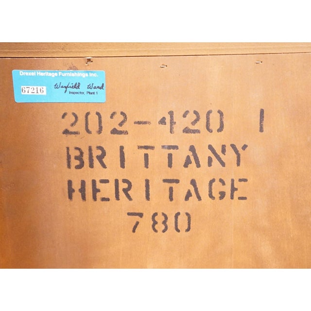 Drexel Heritage Brittany Collection Solid Pecan Country French Style 41" Door Chest W. Floral Accents 202-420 For Sale - Image 15 of 18
