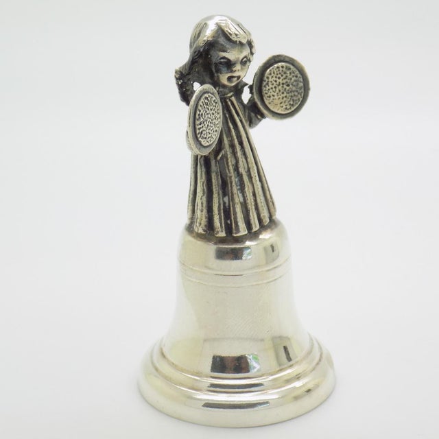 Vintage Italian Silver Brandimarte Silversmith Angel with Instrument Bell, Florence, 1980s For Sale - Image 3 of 15