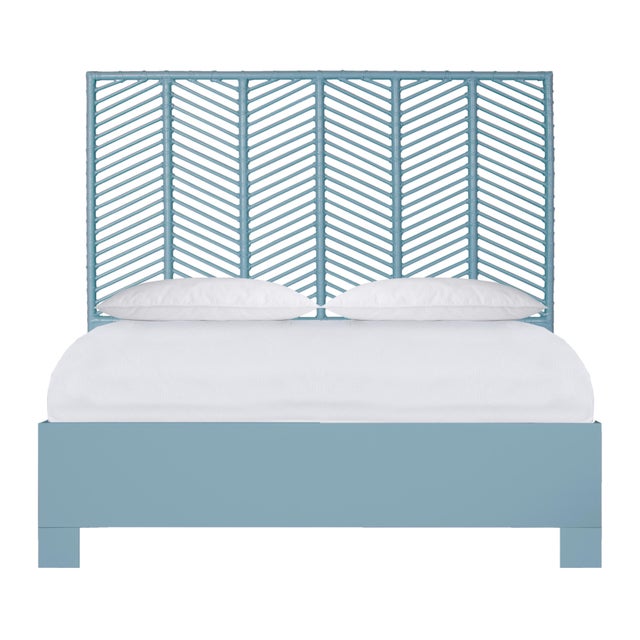 Liam Platform Bed Double - Pool Blue For Sale - Image 12 of 12