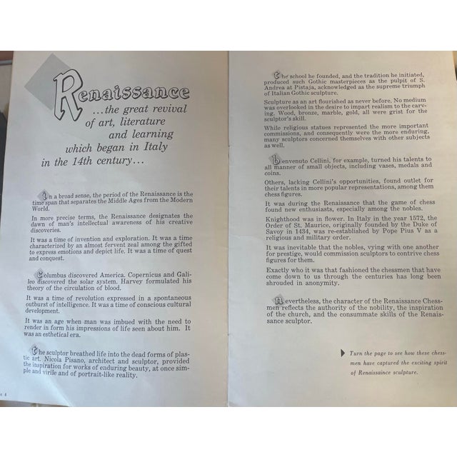 Vintage 1959 Renaissance Chessmen Game Set For Sale - Image 10 of 12