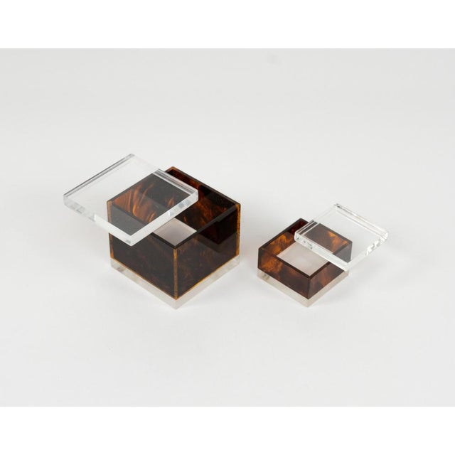 Christian Dior Tortoiseshell Acrylic Glass Box in the style of Christian Dior, Italy, 1970s For Sale - Image 4 of 16