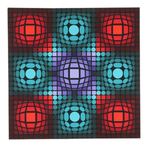 1980s Victor Vasarely, "Dyevat", Op Art Screenprint