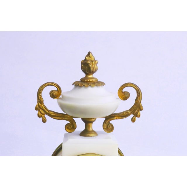 Late 19th Century Louis XVI Style French Marble & Gilt Bronze Portico Mantel Clock For Sale In Palm Springs - Image 6 of 7